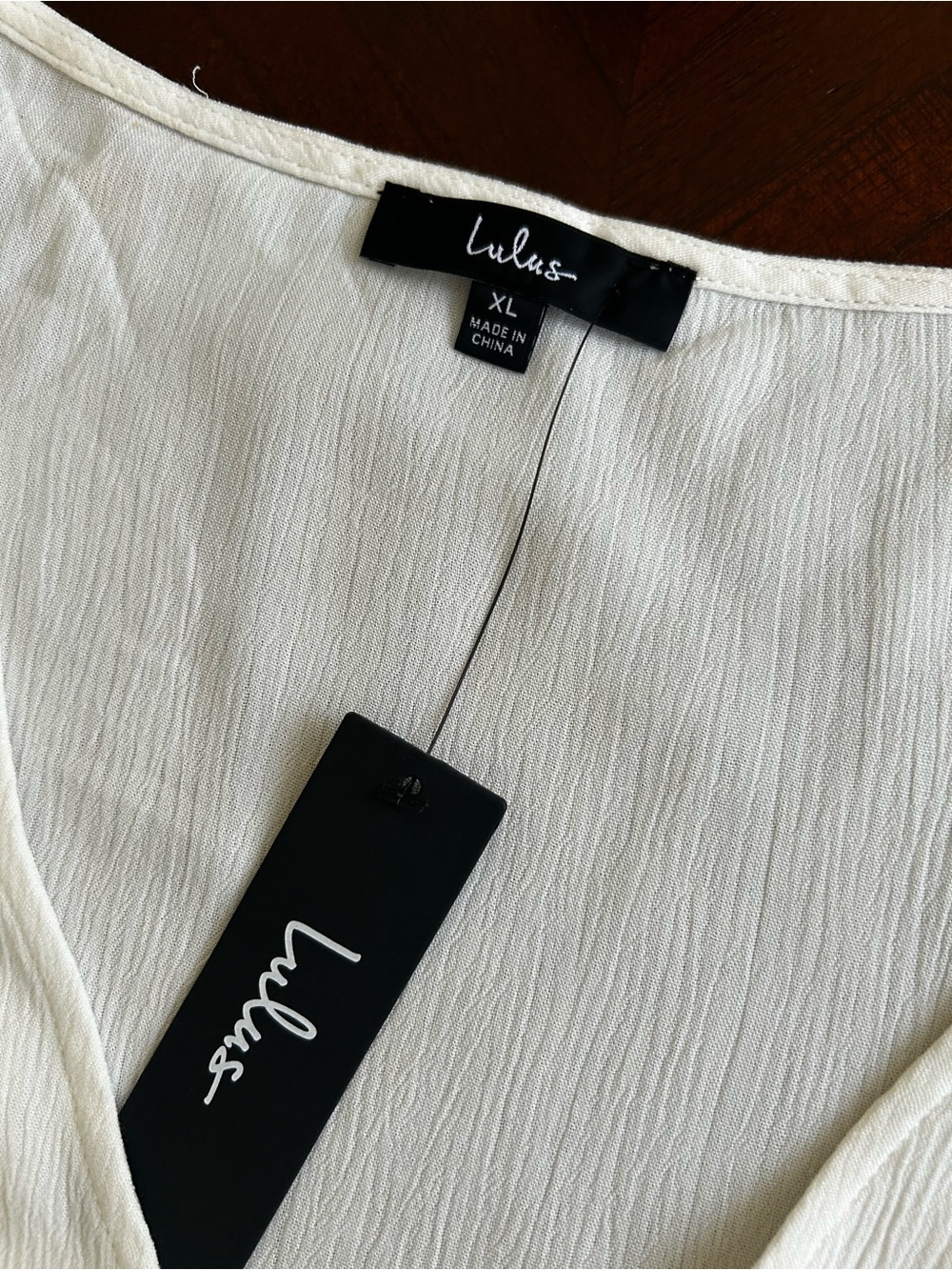 NEW Lulu's cream V-Neck Wrap Mini Dress SIZE XL - Picture 4 of 9